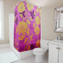 Rideau de douche à motif doré rose oriental