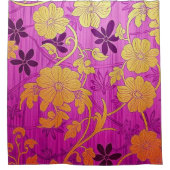 Rideau de douche à motif doré rose oriental (Devant)