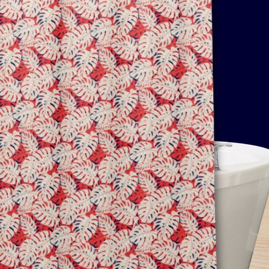 Rideau de douche à motif feuille de Monstera côtiè