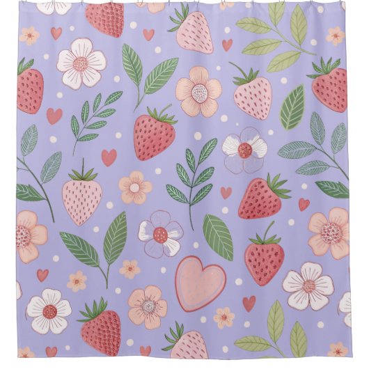 Rideau de douche à motif fraise violette (Devant)