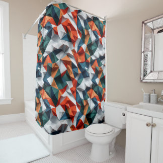 Rideau de douche à motif géométrique