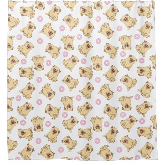 Rideau de douche à motif pug (Devant)
