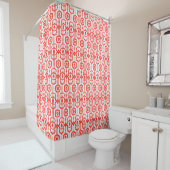 Rideau de douche à motif rouge et blanc (En situation)
