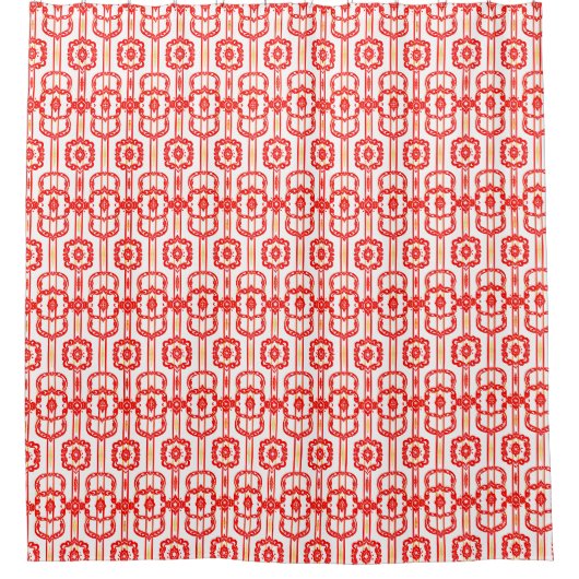 Rideau de douche à motif rouge et blanc (Devant)