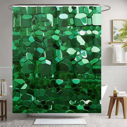 Rideau de douche à motif vert brillant