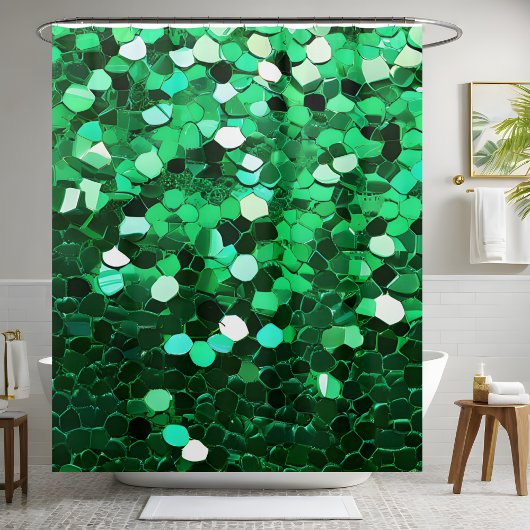 Rideau de douche à motif vert tendance