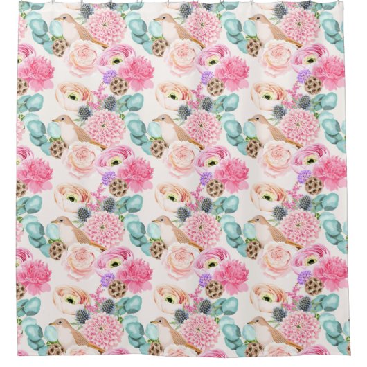 Rideau de douche à motifs floraux (Devant)