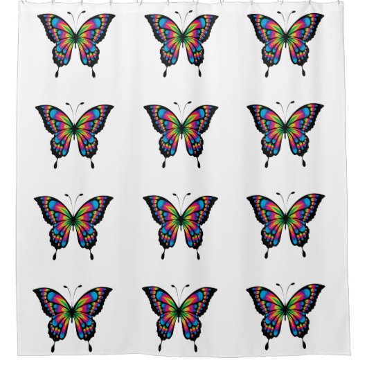 rideau de douche à papillon arc-en-ciel (Devant)