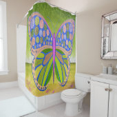 Rideau de douche à papillon de l'océan vert (En situation)