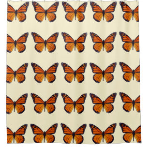 Rideau de douche à papillon orange