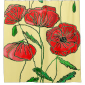 Rideau de douche à pavot rouge - Votre couleur (Devant)