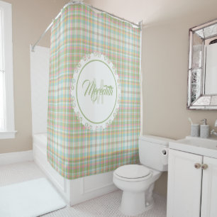 Rideau de douche à plaid - Couleurs de ressort {S2