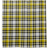 Rideau de douche à plaid jaune blanc et noir (Devant)