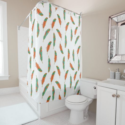 Rideau de douche à plumes Boho (En situation)
