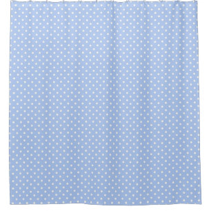 Rideau de douche à points bleu clair et blanc