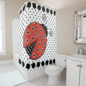 rideau de douche à points Ladybug et polka (En situation)