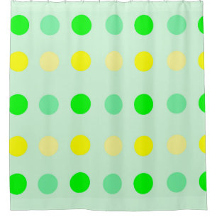 Rideau de douche à points Polka vert et jaune