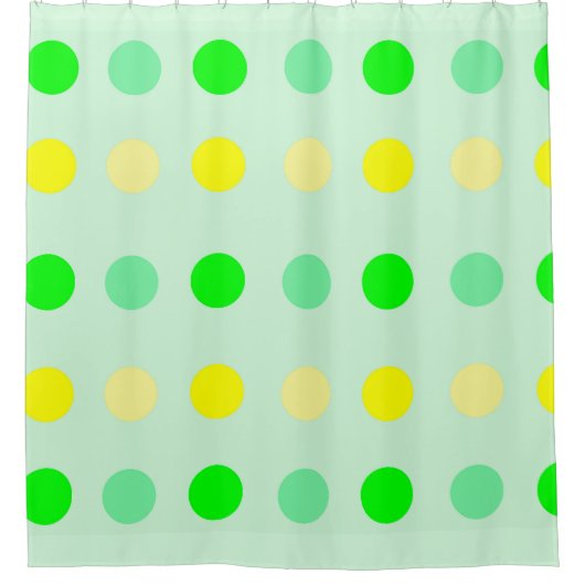Rideau de douche à points Polka vert et jaune (Devant)