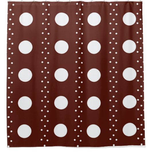 Rideau de douche à pois marron et blanc – Mo rusti (Devant)