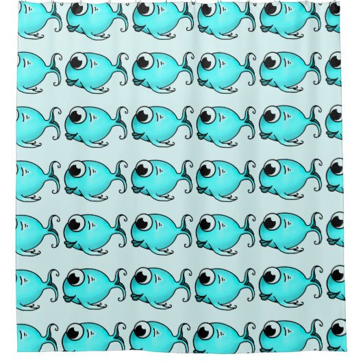 Rideau de douche à poisson bleu (Devant)