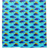 Rideau de douche à poisson bleu tropical (Devant)