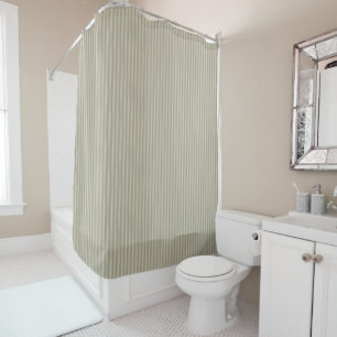 Rideau de douche à rayures beige et blanc