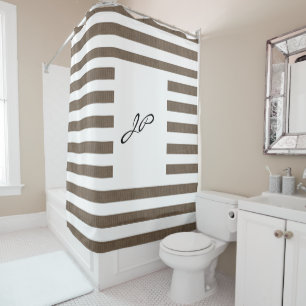 Rideau de douche à rayures Brown et blanc