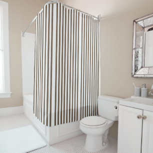 Rideau de douche à rayures Brown et blanc