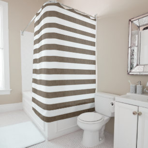 Rideau de douche à rayures Brown et blanc