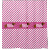 Rideau de douche à rayures rose et blanc (Devant)
