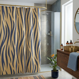 Rideau de douche à rayures zèbres marron et noir