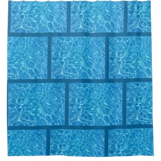 Rideau de douche à reflet d'eau bleue (Devant)