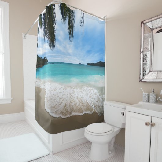 Rideau De Douche À Thème De Plage (En situation)
