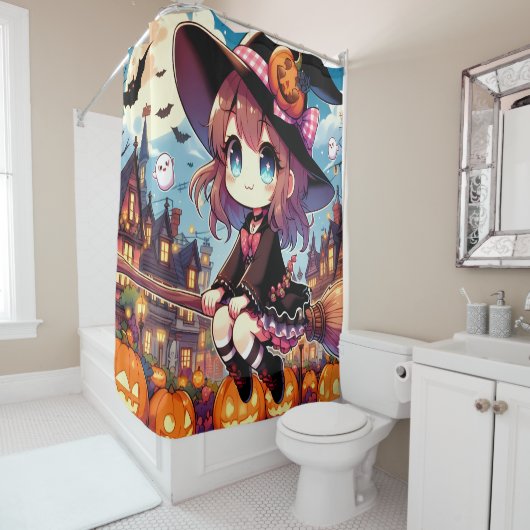 Rideau de douche à thème Halloween pour les amateu (En situation)