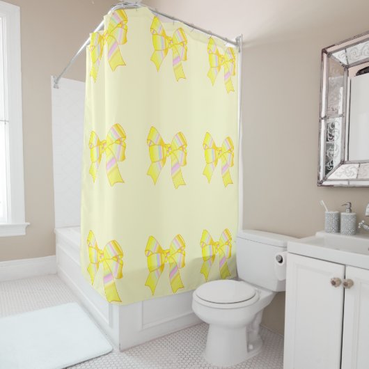 Rideau de douche à vaches jaunes (En situation)