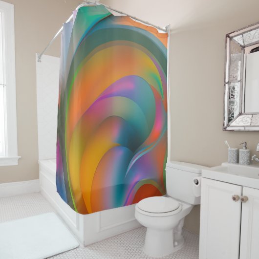 Rideau de douche Abstrait à balayage couleur (En situation)