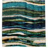 Rideau de douche Abstrait en crème bleue Graphique (Devant)