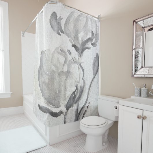 Rideau de douche Abstrait gris (En situation)