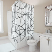 Rideau de douche Abstrait gris foncé et blanc (En situation)