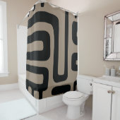 Rideau de douche Abstrait noir et beige (En situation)