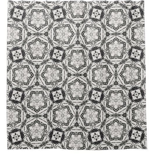 Rideau de douche Abstrait noir et blanc (Devant)