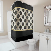Rideau de douche abstrait or et noir (En situation)