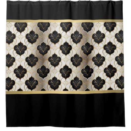 Rideau de douche abstrait or et noir (Devant)