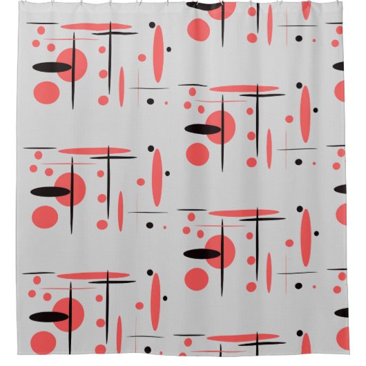 Rideau de douche Abstrait rouge, noir et blanc (Devant)