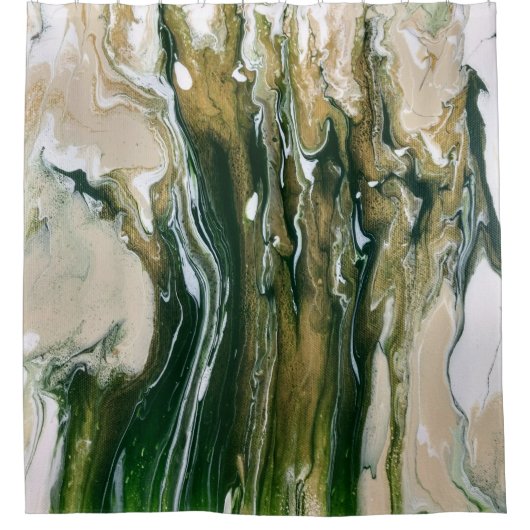 Rideau de douche Abstrait vert et bronzé (Devant)