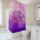 Rideau de douche Abstrait violet (En situation)