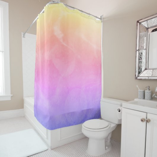 Rideau de douche Abstrait "Warm Sunrise" (En situation)