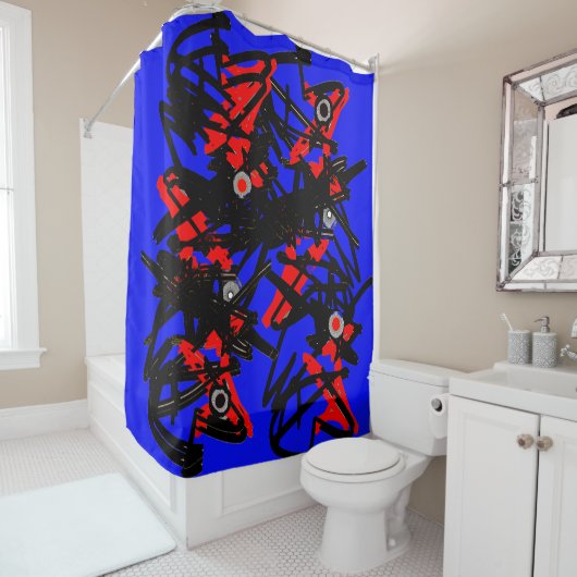 RIDEAU DE DOUCHE ABSTRAITE 3D ! (En situation)