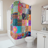 Rideau de douche africain Patchwork de cire Ankara (En situation)