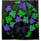 Rideau de douche Afro Diva vert et bleu (Devant)
